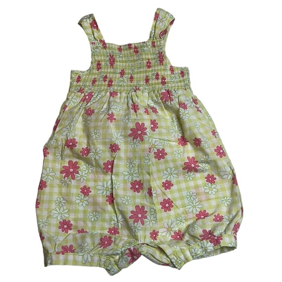 Gymboree Other - Gymboree Pink And Green Floral Smocked Romper